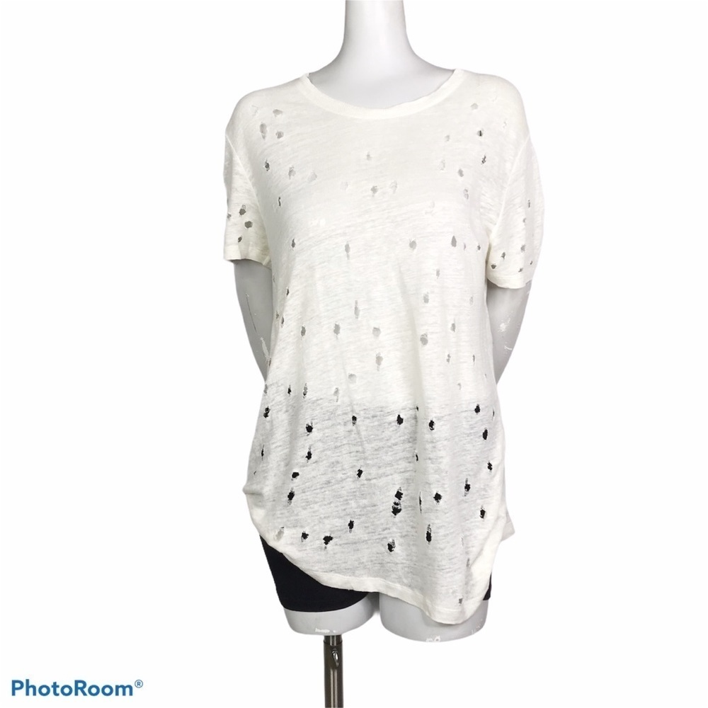 Iro Clay Distressed Tee In Ecru White Size M - image 3